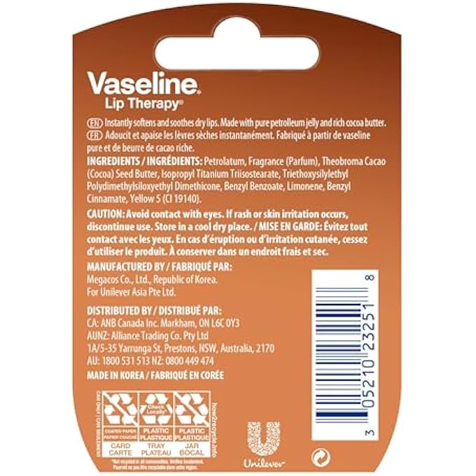 Vaseline LIP THERAPY LIP BALM MINI, COCOA BUTTER, 0.25 OZ - Image 2